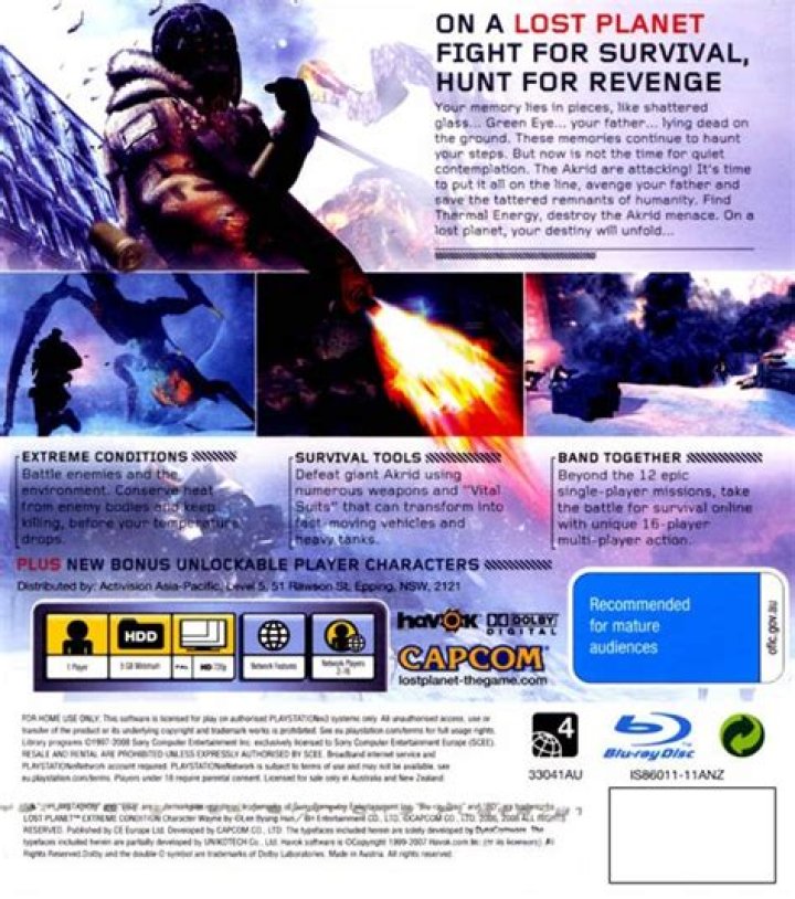 Lost Planet: Extreme Condition PS3 Cheats