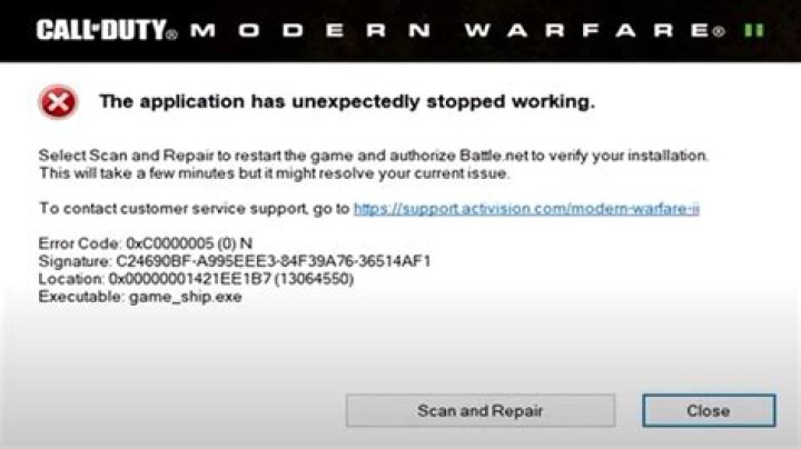 Modern Warfare 2 (MW2) ‘Application Has Unexpectedly Stopped Working’ Fix