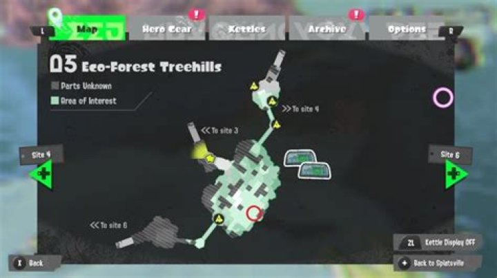 All Eco-Forest Treehills Sunken Scroll locations in Splatoon 3