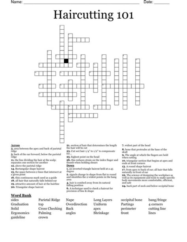 Cropped haircut Crossword Clue and Answer