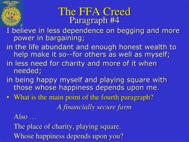 FFA Creed Paragraph 4 Quiz