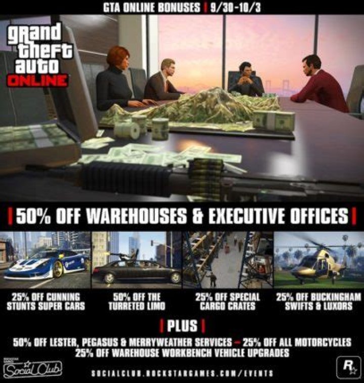 
GTA Online Weekly Discounts & Bonus Playlist