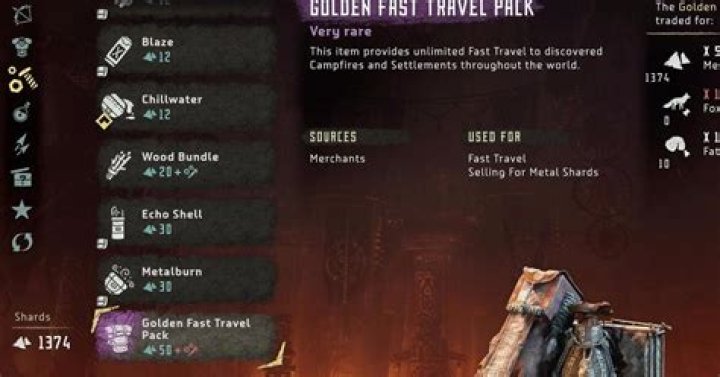 Horizon Zero Dawn Fast Travel - how to get the Golden Fast Travel Pack for unlimited fast travel