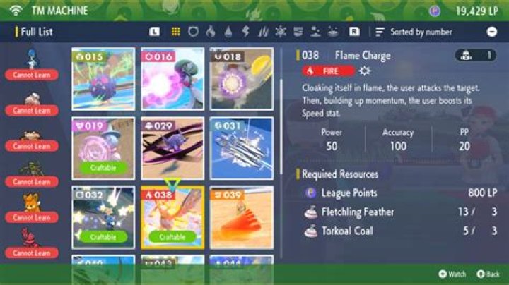 How to craft TM 038 Flame Charge in Pokémon Scarlet and Violet