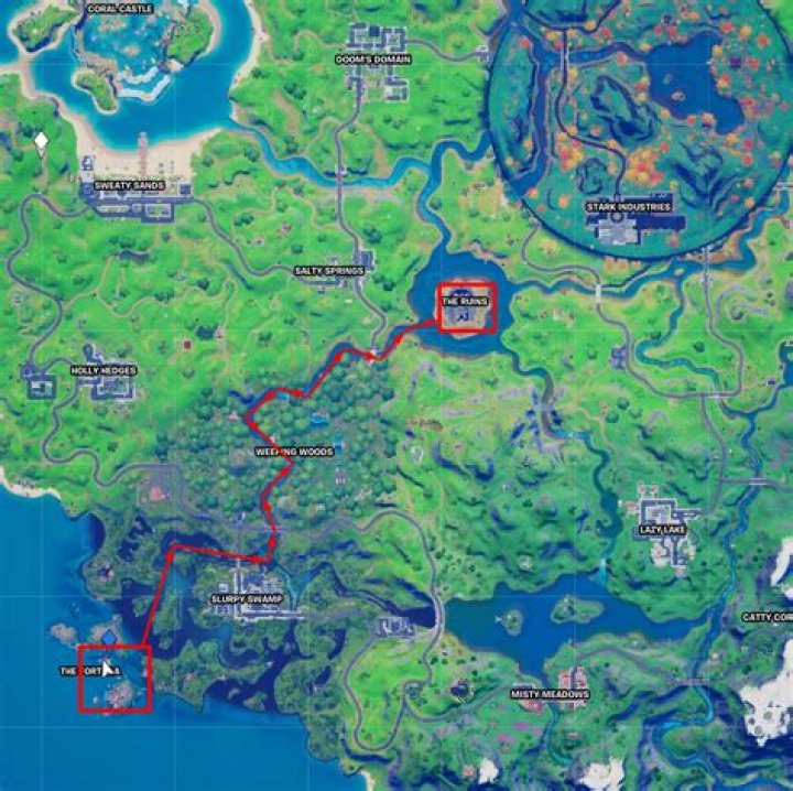 How to drive a boat from the Fortilla to the Ruins in less than 4 minutes in Fortnite