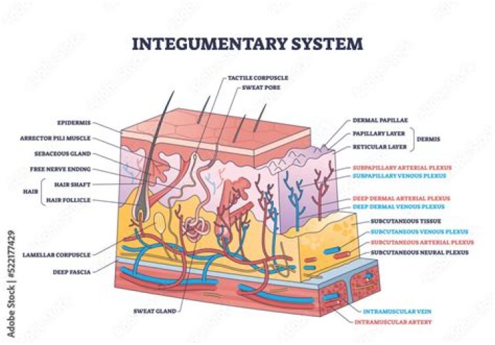 Integumentary System, skin structure — Printable Worksheet