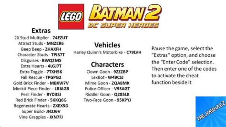 Lego Batman 2 Cheat Codes