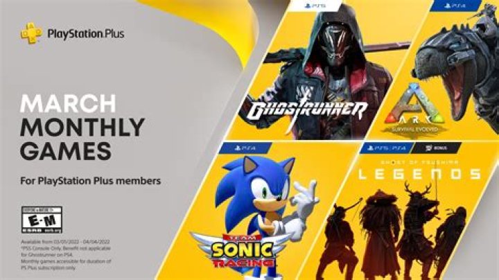 March's PlayStation Plus games are Ghostrunner, Team Sonic Racing, and Ark
