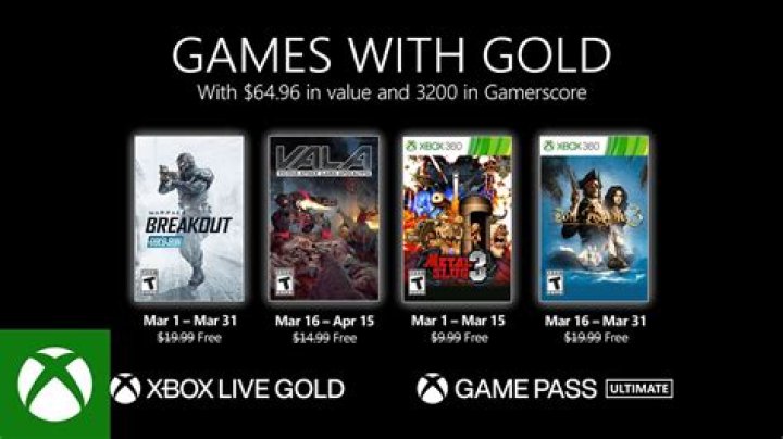 Microsoft announces March 2021 Xbox Games with Gold titles