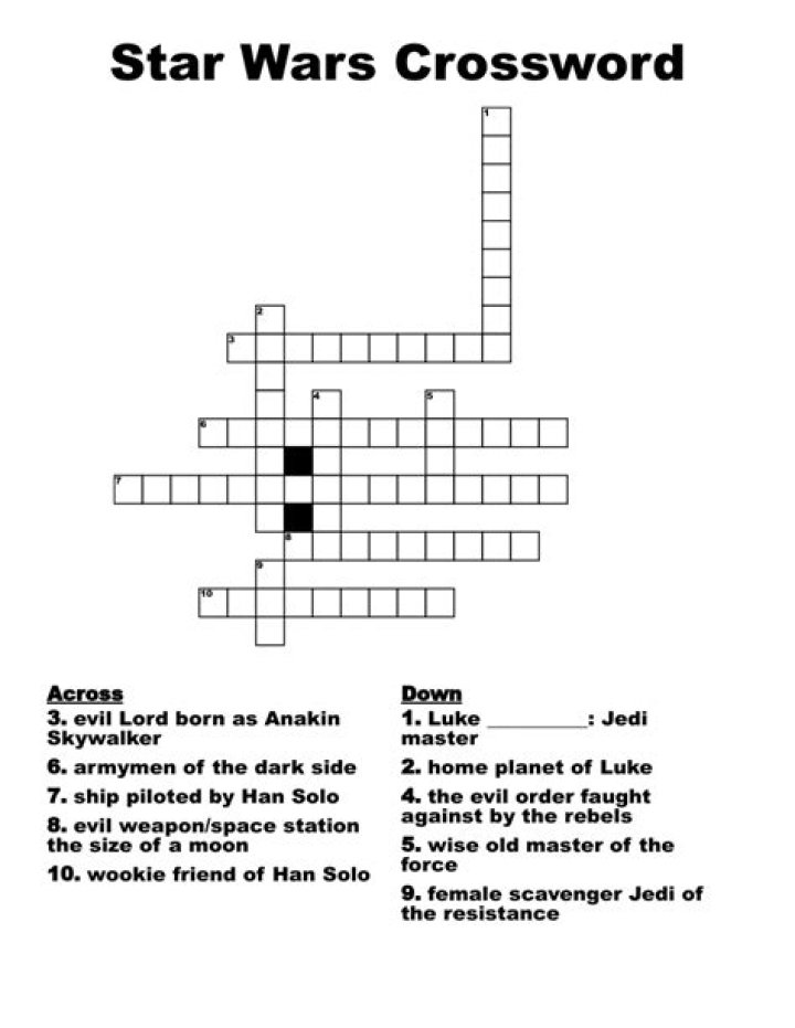 Star Wars installment crossword clue answer