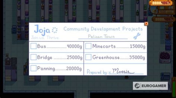 Stardew Valley JojaMart Membership route and Development Projects explained