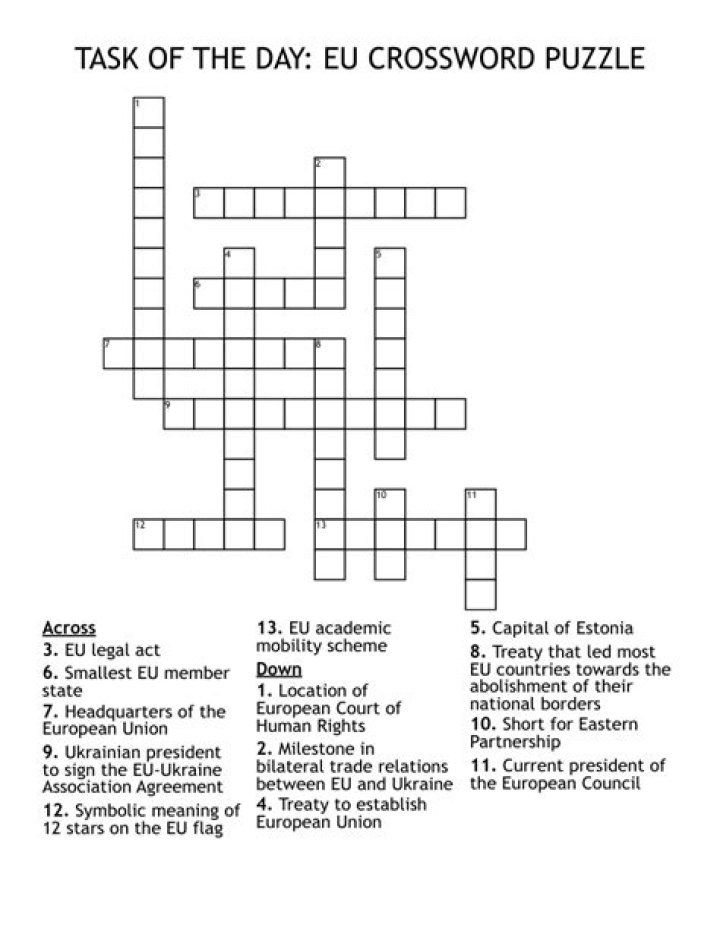 The "U" in EU crossword clue answer