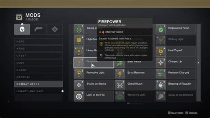 What does the Firepower Mod do in Destiny 2?