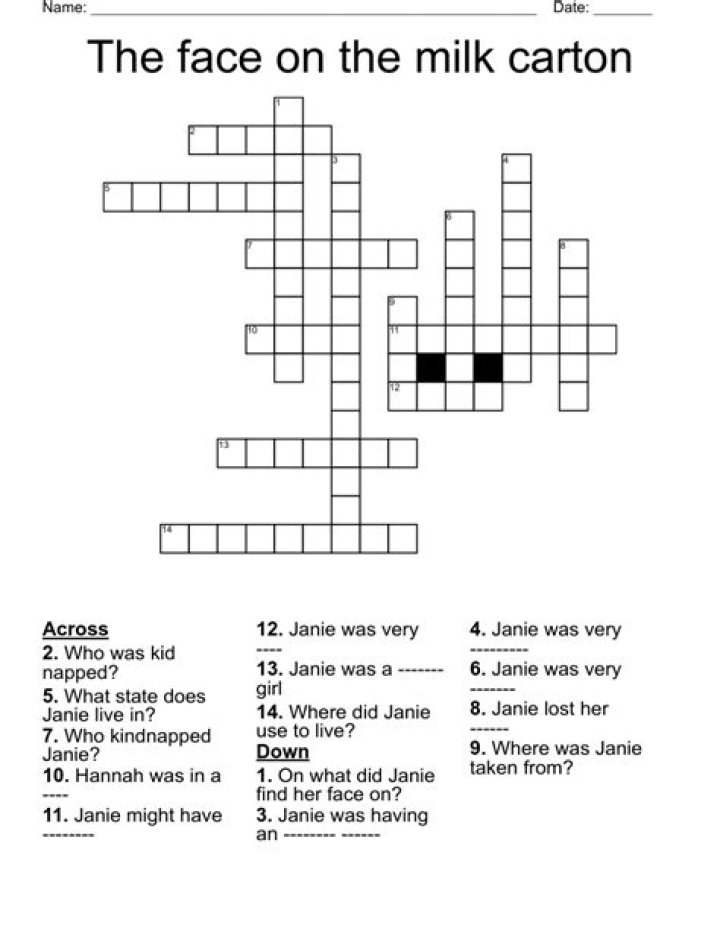 Words on a milk carton crossword clue answer